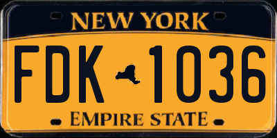 NY license plate FDK1036