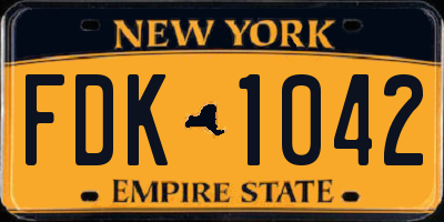 NY license plate FDK1042