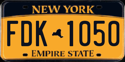 NY license plate FDK1050