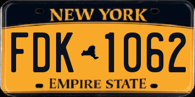 NY license plate FDK1062