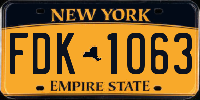 NY license plate FDK1063