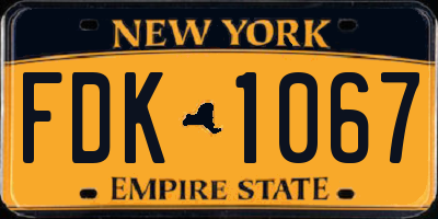 NY license plate FDK1067