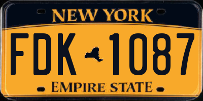 NY license plate FDK1087