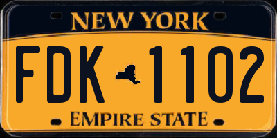 NY license plate FDK1102