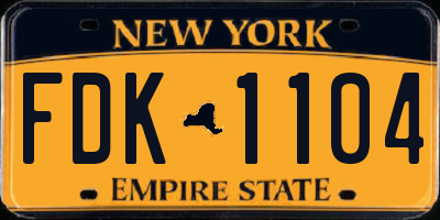 NY license plate FDK1104