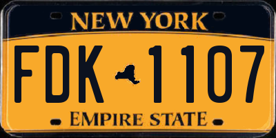 NY license plate FDK1107