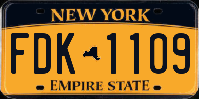 NY license plate FDK1109