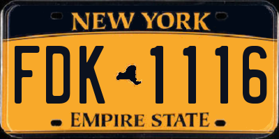 NY license plate FDK1116