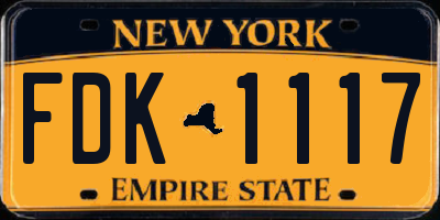 NY license plate FDK1117