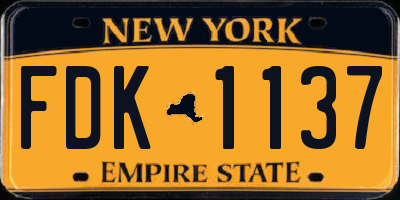 NY license plate FDK1137
