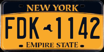 NY license plate FDK1142