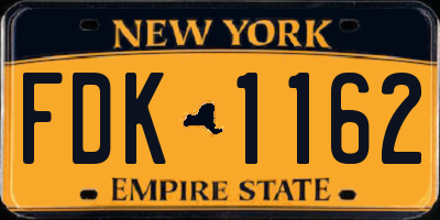 NY license plate FDK1162
