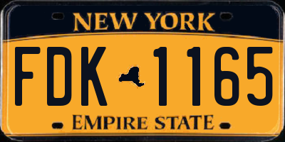 NY license plate FDK1165