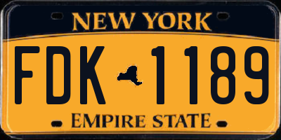 NY license plate FDK1189