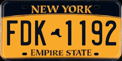 NY license plate FDK1192