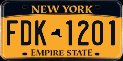 NY license plate FDK1201