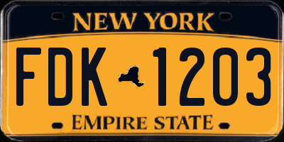 NY license plate FDK1203