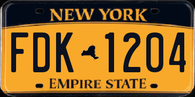 NY license plate FDK1204