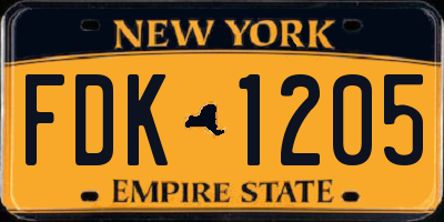 NY license plate FDK1205