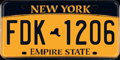 NY license plate FDK1206