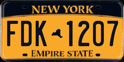 NY license plate FDK1207