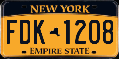 NY license plate FDK1208