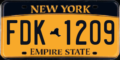 NY license plate FDK1209