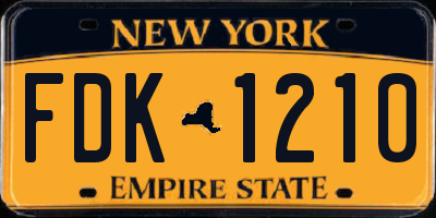 NY license plate FDK1210