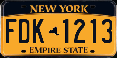 NY license plate FDK1213