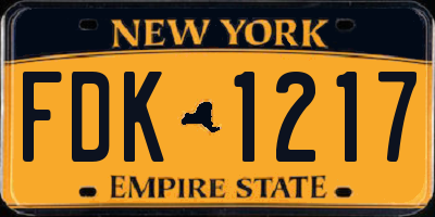NY license plate FDK1217
