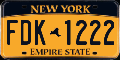 NY license plate FDK1222