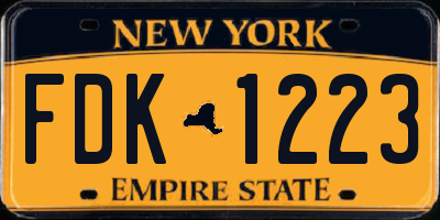NY license plate FDK1223