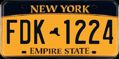 NY license plate FDK1224