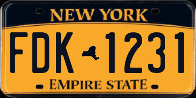 NY license plate FDK1231
