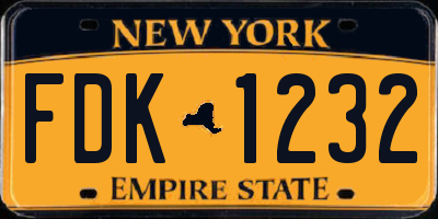 NY license plate FDK1232