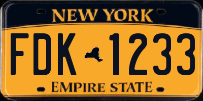 NY license plate FDK1233