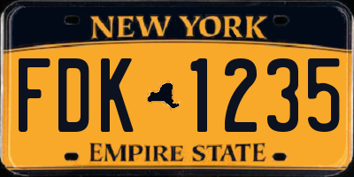 NY license plate FDK1235