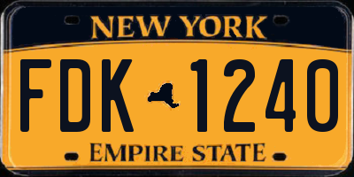 NY license plate FDK1240