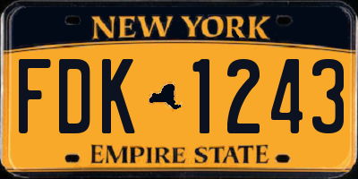 NY license plate FDK1243