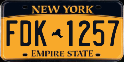 NY license plate FDK1257