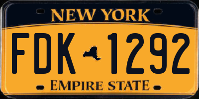 NY license plate FDK1292