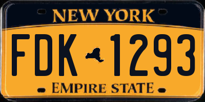 NY license plate FDK1293