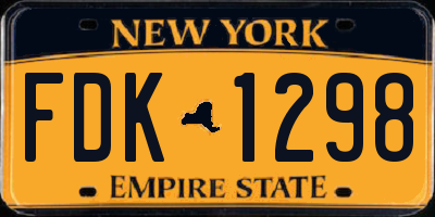 NY license plate FDK1298