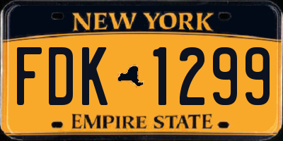 NY license plate FDK1299