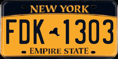 NY license plate FDK1303