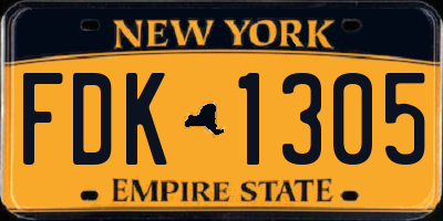 NY license plate FDK1305