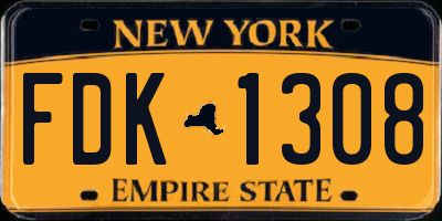NY license plate FDK1308