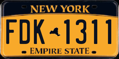 NY license plate FDK1311