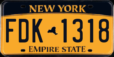 NY license plate FDK1318