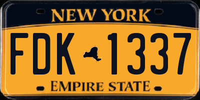 NY license plate FDK1337